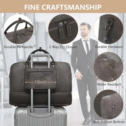 Miniatura 5 de Wogarl Bolsa de fin de semana para mujeres y hombres, bolsa grande de viaje, Gris, Moda
