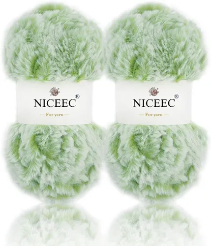 Miniatura 9 de NICEEC Hilo de Pelo Sintético Super Suave, Grueso y Esponjoso, Hilo de Pestañas para Crochet y Tejido (Longitud Total 192m/9.1kg) - Otoño/300g