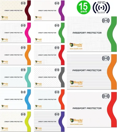 Miniatura 6 de Fundas de bloqueo RFID para pasaporte y tarjetas de crédito, Blanco, Blanco - 15 piezas