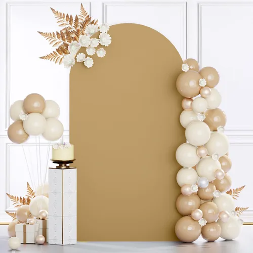 Miniatura 5 de MODFUNS Cubierta de Arco de Boda de 6 pies Beige de Spandex Cubiertas de Arco Chiara Cubierta de Telón de Fondo de Arco para Cubiertas de Arco Telón