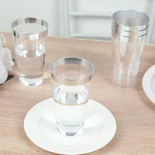 Miniatura 17 de Efavormart - Paquete de 12 vasos de plástico de 17 onzas con elegante borde dorado, vasos desechables de alta calidad para bodas, cenas de cosecha