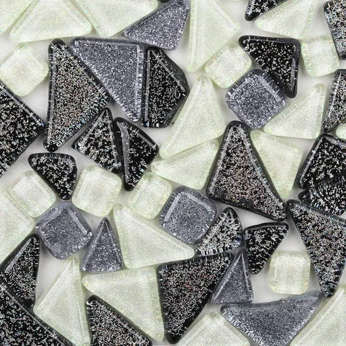 Azulejos de mosaico de colores mixtos de 7.05 oz brillantes piezas de mosaico de cristal de colores brillantes vidrieras a granel formas surtidas