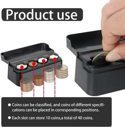 Miniatura 3 de Ziciner Soporte para monedas para automóvil, organizador de cambio de monedas, dispensador de dinero, almacenamiento portátil de monedas