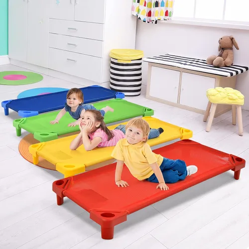 Miniatura 8 de KOTEK Catres apilables para niños, catres portátiles para niños pequeños, 52 pulgadas de largo x 23 pulgadas de ancho, listas para montar, ahorro