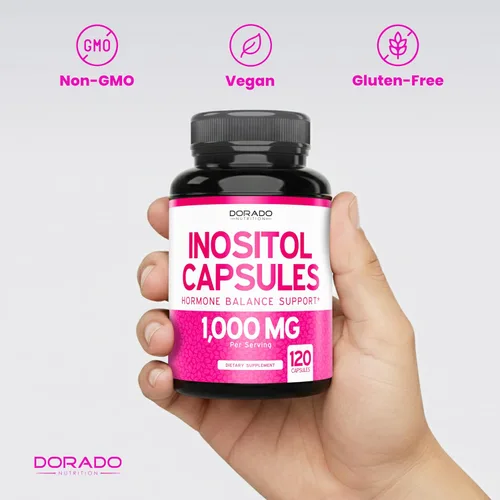 Miniatura 7 de Cápsulas de inositol (mio-inositol) (1000 mg por porción, 120 cápsulas), suplemento de mio-inositol para mujeres, apoyo al equilibrio hormonal