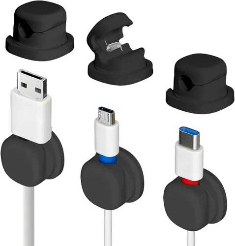 Soporte de cable giratorio para mesita de noche, clips magnéticos giratorios de 360°, organizador de cable adhesivo fuerte para teléfono, hogar,