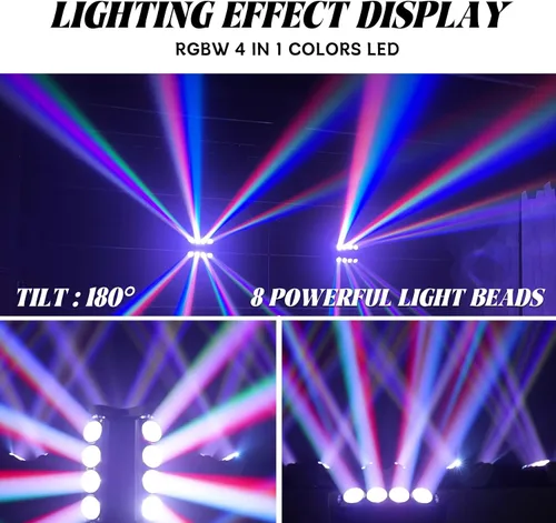 Miniatura 2 de 8x15W Spider Moving Head Light LED RGBW 4in1 Luz de escenario portátil, haz de fiesta estroboscópico DJ Iluminación DMX 512 y activado por sonido