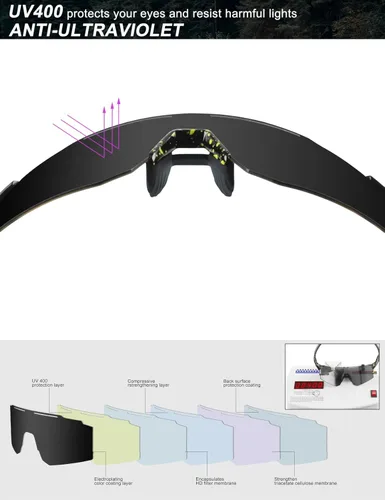 Miniatura 6 de OULAIQI Gafas de sol de ciclismo, polarizadas, para hombres y mujeres, con 1 lente o 3 lentes intercambiables, gafas de béisbol