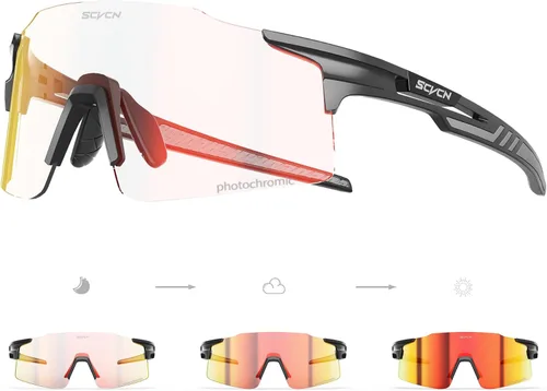 SCVCN Fotocromático Ciclismo Gafas Deportivas Gafas de sol Hombres Mujeres Claro Bicicleta MTB UV400 Protección TR90 Frame Bike