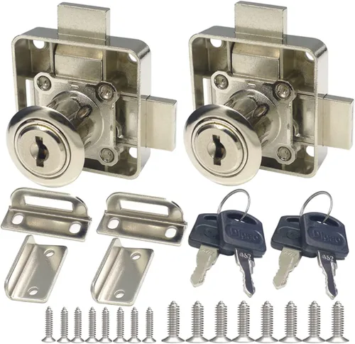 Miniatura 12 de Cerradura de puerta doble para gabinete Cerradura de cajón Cerradura de seguridad [con llave igual] Cerradura de puerta doble