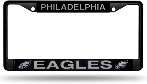 Miniatura 12 de Rico Industries Marco cromado negro primario de fútbol americano de la NFL con inserciones de plástico de 12" x 6" accesorio para automóvil/camión