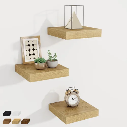 Miniatura 10 de Fun Memories Estantes flotantes de 12 pulgadas de profundidad, estantes de pared de madera de 16 x 12 pulgadas, estante de almacenamiento rústico