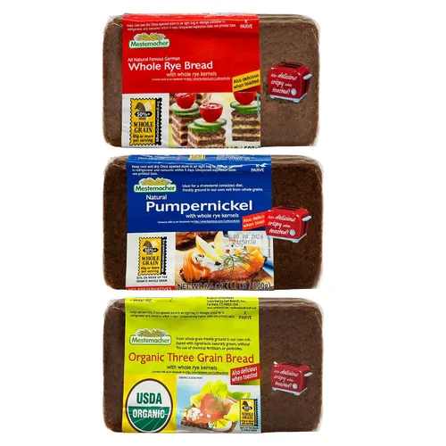 Miniatura 15 de Mestemacher Pan de centeno entero orgánico, 17.6 onzas, auténtico pan de centeno alemán de grano entero Pan europeo denso de alta fibra, orgánico