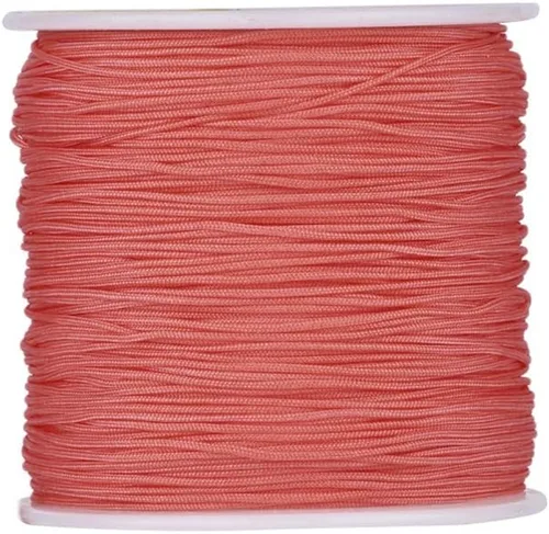 Miniatura 46 de Cordón de nailon trenzado de 150 yardas, cuerda roja de 0.020 in para pulsera, hilo de cuentas de nailon para collar Kumihimo, joyas, borlas