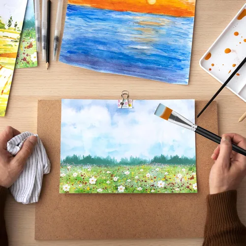Miniatura 5 de 10 pinceles planos de pintura acrílica de 1 pulgada, pincel de pintura para acuarela, pintura al óleo, acrílico, arte de uñas, manualidades, pintura