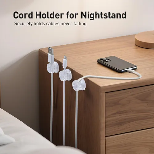 Miniatura 7 de AGPTEK Paquete de 8 clips magnéticos para cables, clips giratorios de 360° actualizados para sujetar cables en mesita de noche, organizador