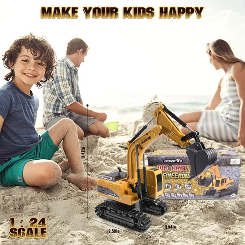 Miniatura 7 de Excavadora con control remoto, excavadora de juguete con control remoto, excavadora de juguete de arena para ingeniería, vehículo de construcción