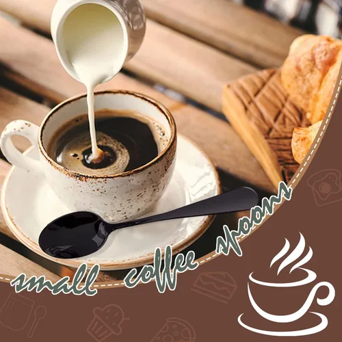 Miniatura 5 de 8pcs Demitasse Espresso Cucharas, 4.9 pulgadas de acero inoxidable Mini cuchara de café cucharas pequeñas para postre (negro)