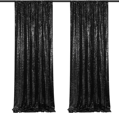 Miniatura 101 de Cortinas de fondo de lentejuelas rosas de 2 piezas, 2 pies x 8 pies, fondo de fotografía, cortina para fiestas con purpurina, fondo de boda, tela