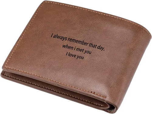 Miniatura 8 de Lovejewelry Carteras personalizadas con fotos para hombres, cartera de piel grabada para padre, novio, estilo 4, Personalizable