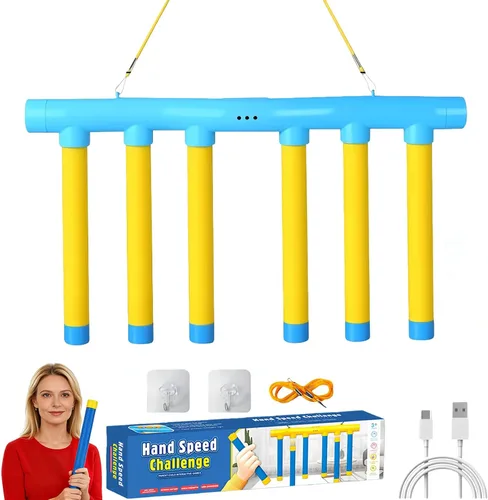 Miniatura 8 de Shelprojsu Reflex Drop Sticks Challenge Game, 3 Juego de palos de captura ajustables, Juego de entrenamiento de coordinación de ojos y manos, Tiempo