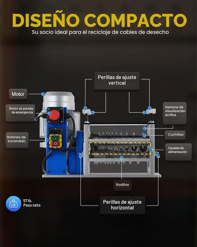 Miniatura 7 de CREWORKS Máquina peladora de cables eléctrica, pelacables automático de 11 canales para cables de cobre de 0.06 a 1.6 pulgadas, máquina pelacables