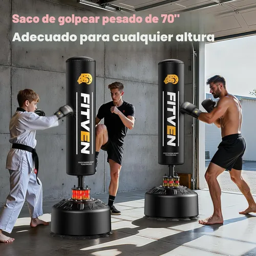Miniatura 6 de FITVEN - Bolsa de boxeo independiente con guantes de boxeo, bolsa de boxeo pesada con base de ventosa - Bolsa de kickboxing para hombres