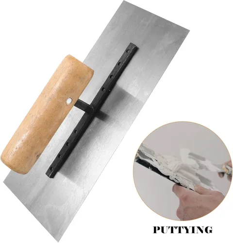 Miniatura 9 de Housoutil Paleta de mano resistente Paleta de hormigón Mango de madera Herramientas de albañilería para yeso