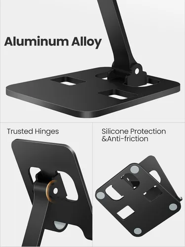 Miniatura 3 de Soporte de teléfono para escritorio, soporte plegable doble para teléfono celular, soporte portátil totalmente ajustable para iPhone 17, 16, 15, 14