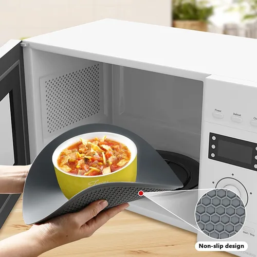 Miniatura 5 de Cubierta de salpicaduras de microondas de 10.5 pulgadas para alimentos con alfombrilla de 10 pulgadas, tapa protectora de salpicaduras de silicona