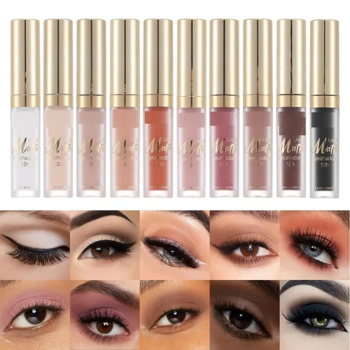Miniatura 3 de Sombra de ojos líquida mate, 8 colores, sombra de ojos cremosa, suave y cremosa, de larga duración e impermeable, ligera sombra de ojos crema