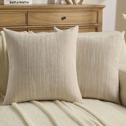 Miniatura 11 de FUTEI Paquete de 2 fundas de cojín de felpilla de 16 x 16 pulgadas, fundas de cojín decorativas con textura de línea suave, decoración moderna
