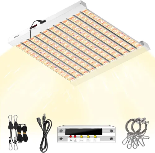 Miniatura 7 de SZHLUX - Luz LED de cultivo de 500W, 4x4/5x5 pies, con temporizador y control de temperatura, lámpara de cultivo de espectro completo con 1056