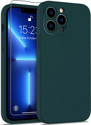 Miniatura 8 de DEENAKIN Funda compatible con iPhone 13 Pro Max con protector de pantalla, silicona suave y sedosa, funda de cámara mejorada, funda protectora