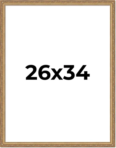 Miniatura 124 de Poster Palooza Marco de fotos de madera maciza ornamentada dorada de 3 x 3 pulgadas, ancho de moldeo de 1.25 pulgadas, con plexiglás acrílico UV