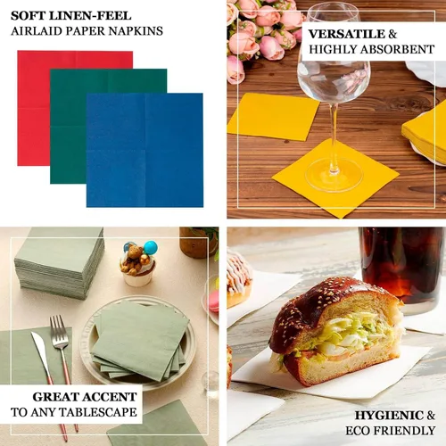Miniatura 4 de Efavormart - Paquete de 20 servilletas de papel Airlaid suaves de lino de color burdeos, altamente absorbentes, desechables Borgoña