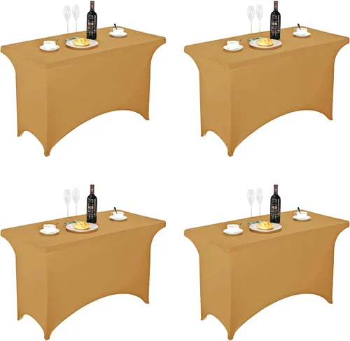 Miniatura 11 de FORLIFE - Funda de mesa de elastano, mantel ajustado de 4 pies para mesas rectangulares, funda elástica para patio, universal para bodas, banquetes