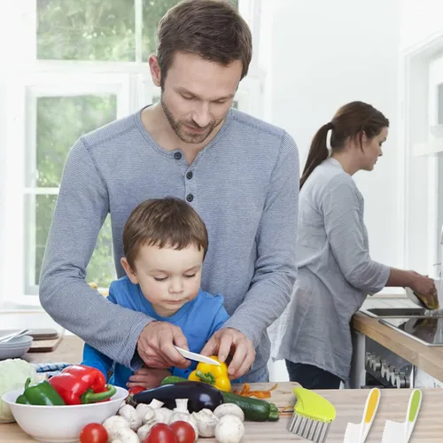 Miniatura 6 de Suhctuptx Cuchillos de cocina para niños, juego de cuchillos de nailon para niños pequeños con cortador ondulado, cuchillo seguro para niños
