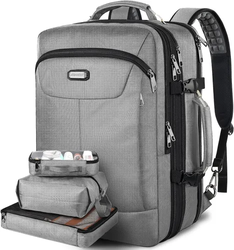 Miniatura 8 de Mochila de mano extra grande de 50 litros aprobada por aerolíneas TSA con 3 cubos de embalaje para mujeres y hombres, mochila de viaje súper grande
