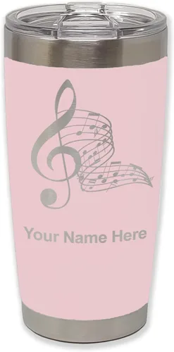 Miniatura 14 de LaserGram Vaso aislado al vacío de 20 onzas, notas musicales, grabado personalizado incluido (negro)