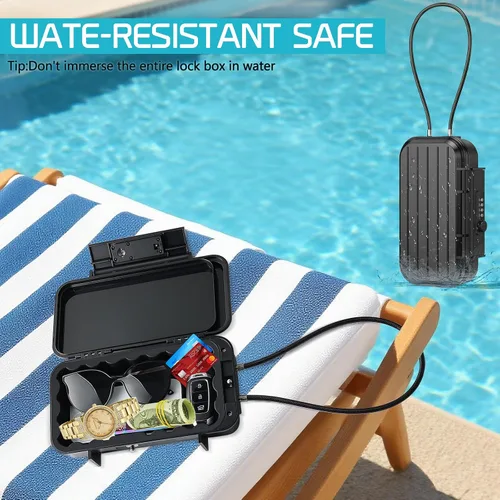 Miniatura 3 de Caja de seguridad con código, mini caja de seguridad portátil con combinación de cadena extraíble, caja de bloqueo antirrobo, caja de seguridad