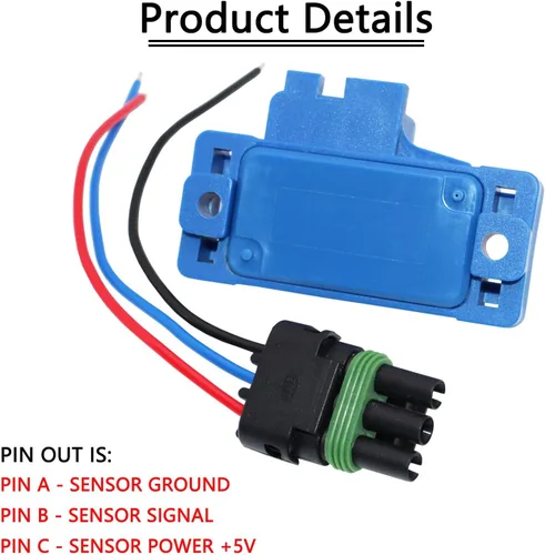 Miniatura 3 de Sensor de Presión Absoluta MAP de Colector de 3 Bares con Turbo Boost y Conector de Cable Pigtail 12223861 Compatible con GM Chevy Buick GMC Pontiac
