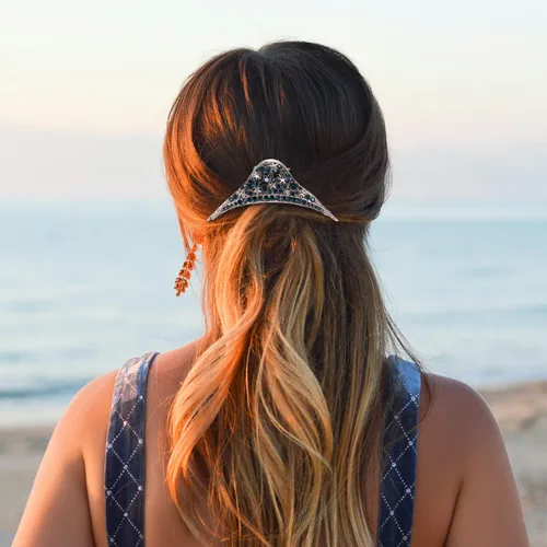 Miniatura 7 de Pinzas de metal para el cabello para mujeres y niñas, estilo retro ligero con diamantes de imitación brillantes con diamantes de imitación
