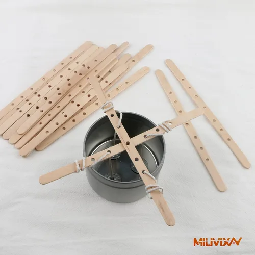 Miniatura 6 de MILIVIXAY 100 soportes de mecha de madera, dispositivo de centrado de mechas de vela para velas grandes y multimecha.