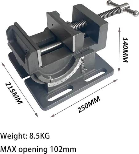 Miniatura 2 de HFS (R) Tornillo de prensa de hierro fundido de 4 pulgadas para taladrar, roscar y escariar con ajustes de ángulo, ancho de mandíbula de 4 pulgadas