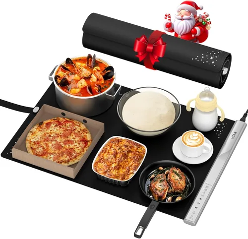 VTAR Alfombrilla Eléctrica de Calentamiento de Alimentos y Bandeja Calentadora para Servidores de Buffet de Fiesta, Calentamiento de Doble Zona con