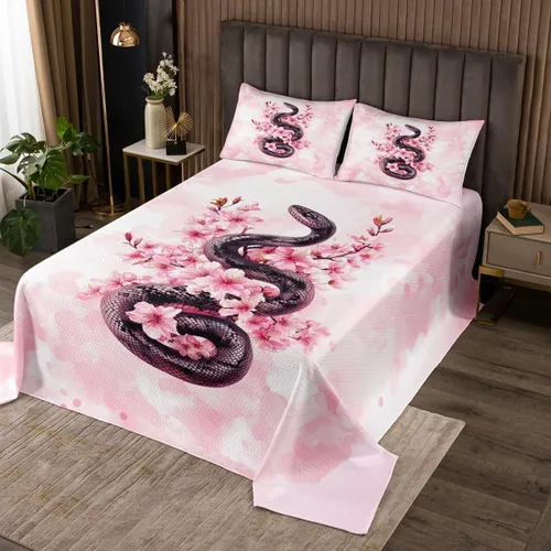 Miniatura 4 de Manfei Juego de colcha de cerdo rosa para niños, tamaño individual, bonito juego de 2 piezas para decoración de habitación de niñas y adolescentes