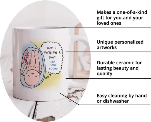 Miniatura 6 de Gossby Baby Bump - Taza de café personalizada para el primer día del padre para el futuro padre, marido de parte de la esposa, mensaje desde
