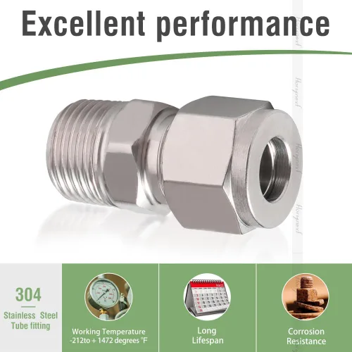 Miniatura 3 de Acoplamiento de compresión de acero inoxidable 304 para conectar tubo de 1/2 pulgada OD x 1/2 rosca macho NPT, para tubos de cobre latón y acero