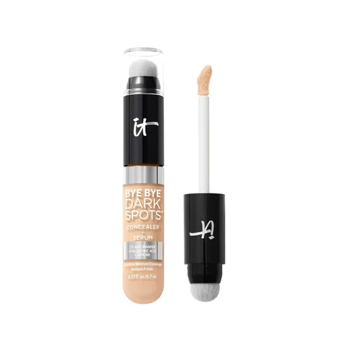 IT Cosmetics Bye Bye Dark Spots Corrector + suero iluminador – 2% niacinamida, ácido hialurónico y cafeína – Cobertura media, acabado natural, todo